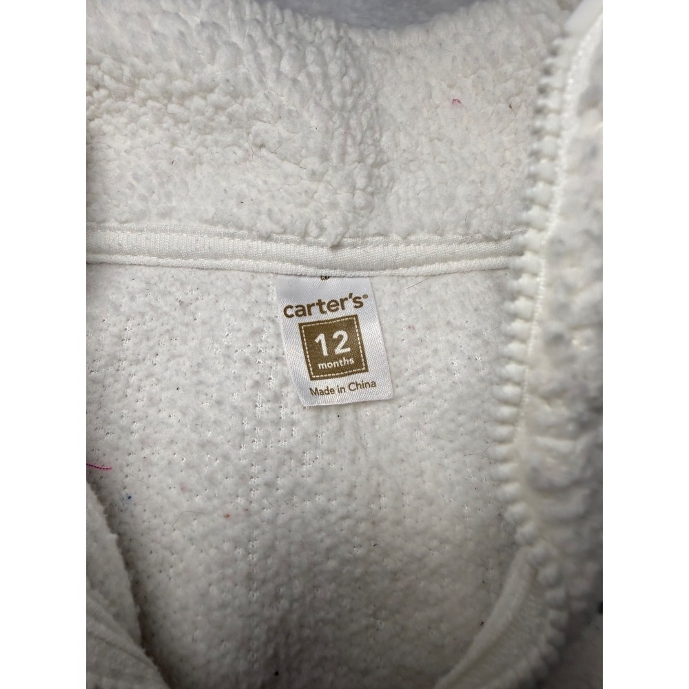 Carter's Baby Sherpa Fleece Vest White Bear 12 Months Zip Up Soft Warm - Picture 3 of 8